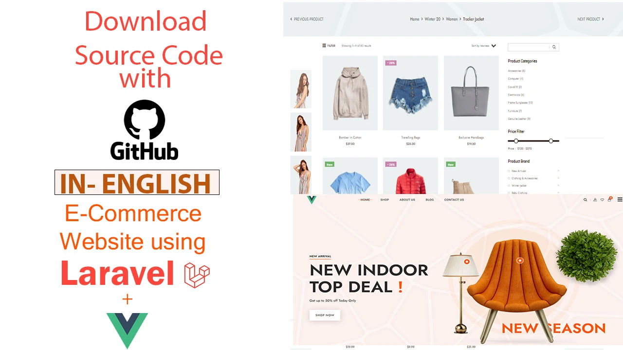 E-commerce  using vue js with laravel in English